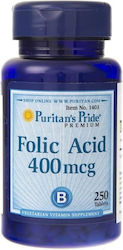 Puritan's Pride Folic Acid Витамин 400mcg 250 Таблетки