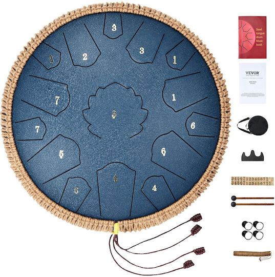 Vevor Tobă de limbă din oțel Vevor 14 in 15 Rain Drum Outside C Major Albastru Marin