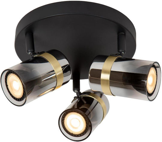 Lucide Lightning Upton Τριπλό Σποτ με Ντουί GU10 σε Γκρι Χρώμα