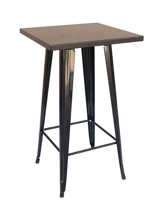 Relix Square Table Bar Wooden with Metal Frame Black Velvet-Black Metal 60x60x103cm
