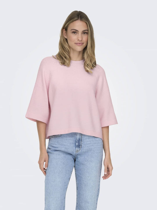 Only Damen Pullover mit 3/4-Ärmeln Rosa