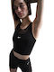 Pro Women's Athletic Crop Top Sleeveless Dri-Fit Black / White