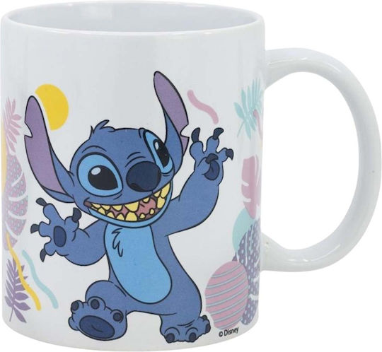 Disney Stitch Ceramic Mug From Hawaiian Flower Collection 325 Ml