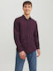 Long-sleeved Cotton Shirt Checked Burgundy