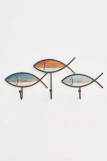 Batela Fish Triple Wooden 3 Hooks 40x16.5cm