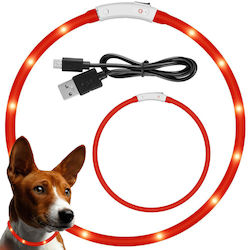 LED Light-Up Dog Collar Waterproof Adjustable Red USB 47cm V19327_cze