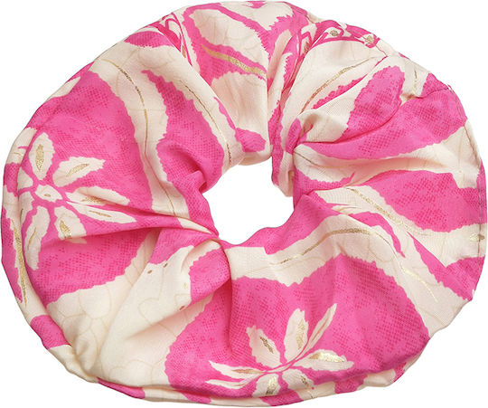 Ble Haargummi mit Blumenmuster Weiß Rosa Gold Details Φ8x2 5-49-348-0141