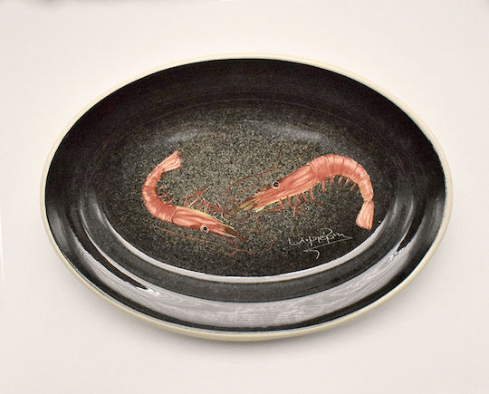 Platou Decorativ Rotundă Ceramică Neagră 1buc 23x23buc