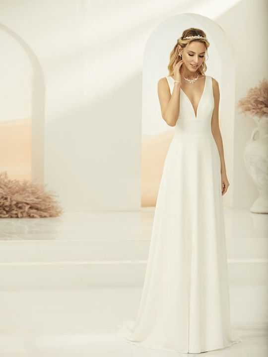 Anastasia Maxi Νυφικό Φόρεμα με Διαφάνεια Λευκό