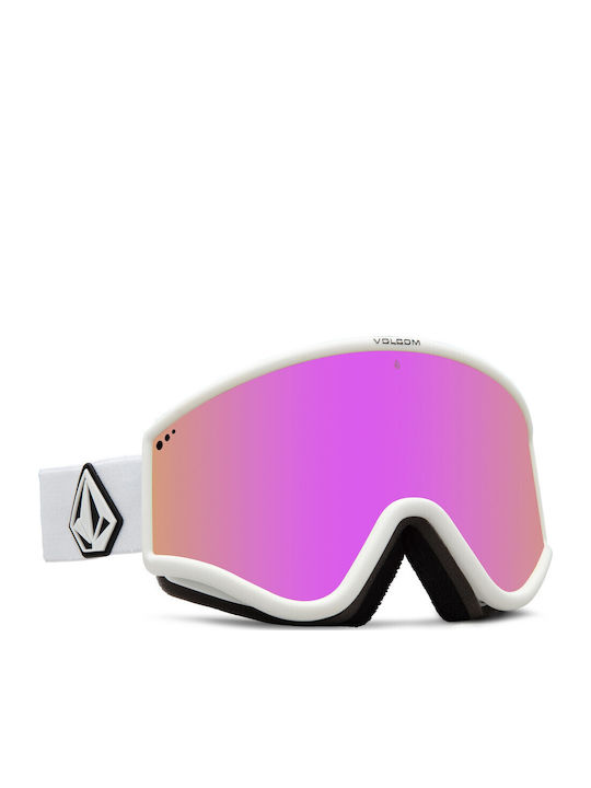 Volcom Μάσκα Σκι & Snowboard Ενηλίκων Λευκή με Φακό σε Ροζ Χρώμα