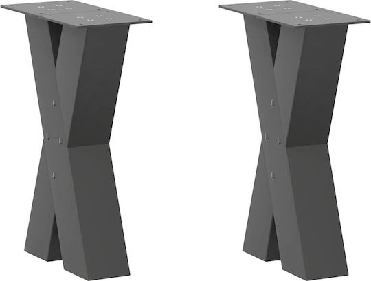 vidaXL Metallic Furniture Leg 2 Pieces Suitable for Table / Coffee Table / Office 28x43cm Charcoal