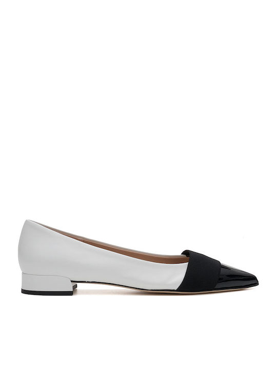 Leder Damen Ballerinas Spitz zulaufend Weiße