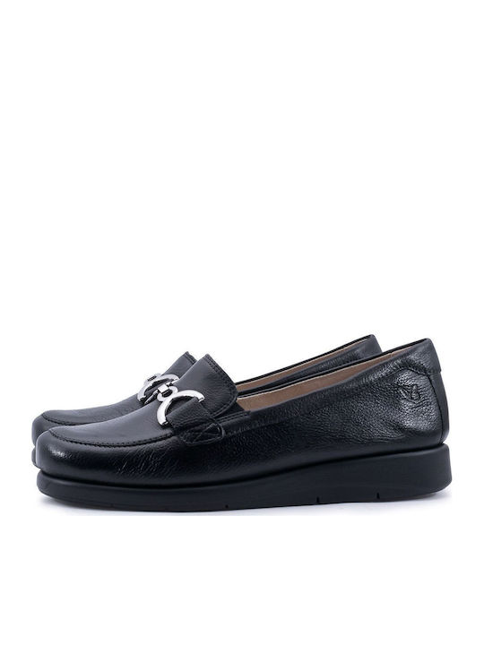 Caprice Δερμάτινα Γυναικεία Loafers σε Μαύρο Χρώμα