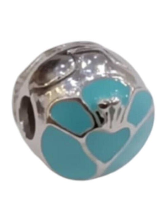 Kalliopisilver Silver 925 Symbol Charm Round Silver Light Blue Enamel D030-1-lightblue