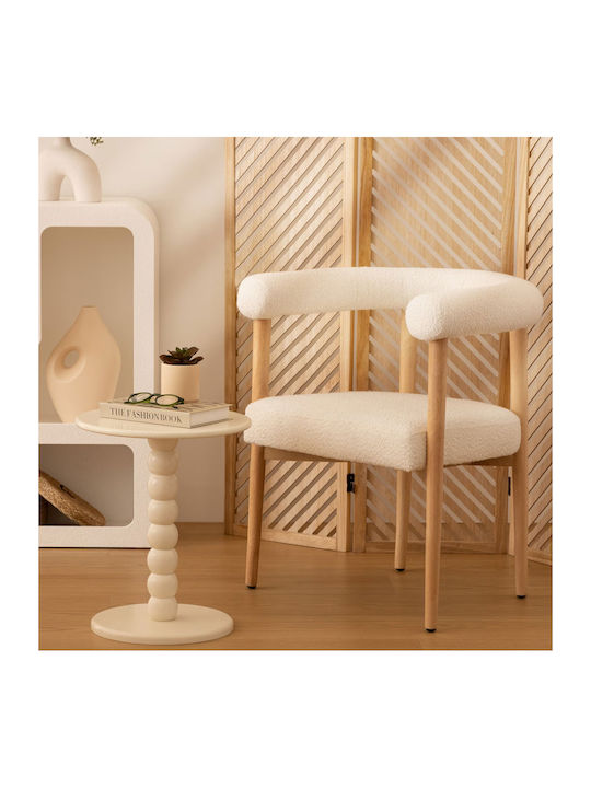 Round Side Coffee Table Chamlo Wooden White W38xL38xH46.5cm