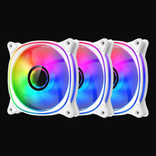 LC-Power Lc-cf-120-argb-kit-w Case Fan 120mm with ARGB Lighting and Connection 6-Pin 3pcs White