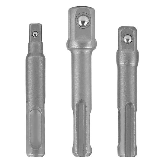 Αντάπτορας Καρυδάκι Καρέ Υποδοχής Sds Pus 1/4" 3/8" 1/2" Σετ 3τμχ Workpro Wp408251