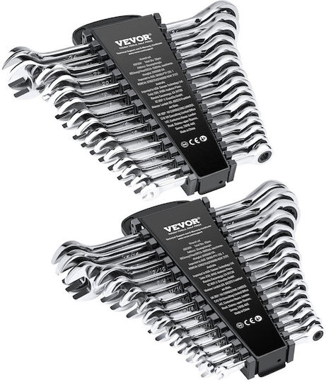 Σετ Κλειδιών Vevor Combination 30 Pcs Sae 1/4" Έως 1" Metric 8-24mm Organizer Rack