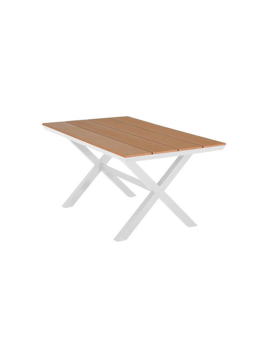 Masa pentru spații exterioare Aluminiu cu suprafață din lemn Fl6510 Alb 150x90x75buc
