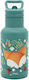 Sassi Junior Fox Sticlă Pentru Copii Din Oțel Inoxidabil Cu Pai Gri 350ml