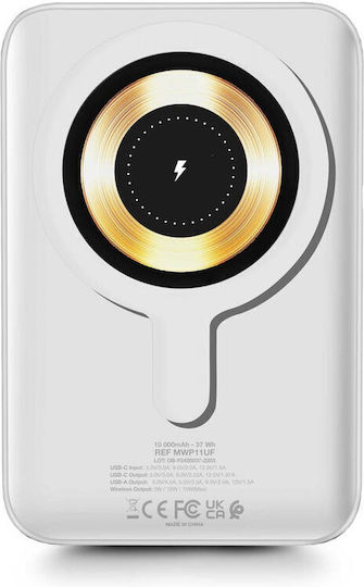 Urban Factory MagSafe Power Bank 10000mAh с USB-A порт и USB-C порт Бял