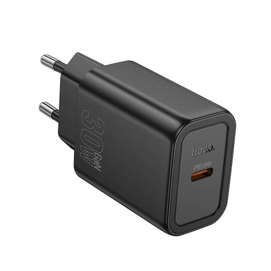 Hoco Charger Without Cable with USB-C Port 30W Power Delivery / Quick Charge 3.0 Blacks (N62)