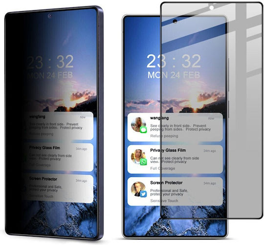 Privatsphäre Vollflächig gehärtetes Glas Schwarz (Galaxy S25 Ultra,Samsung S25 Ultra)