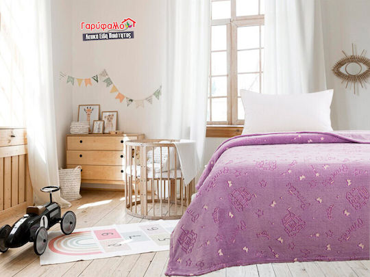 Κουβέρτα Fleece Φωσφορίζουσα Λιλά 160x220εκ.