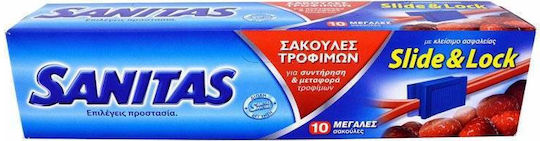 Sanitas Slide & Lock Μεσαίες Σακούλες Τροφίμων 10τμχ