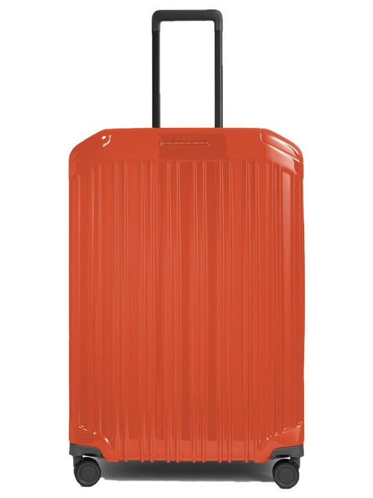 Piquadro Medium Travel Suitcase Hard Orange with 4 Wheels Height 69cm