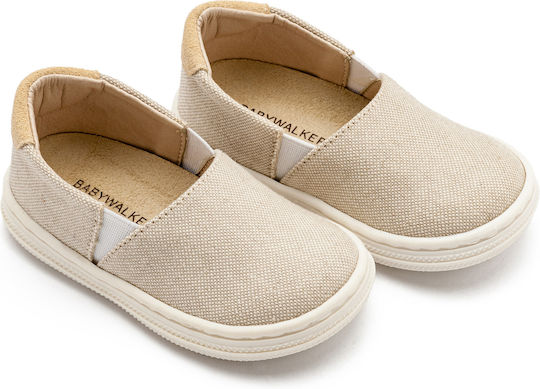 Babywalker Beige Baptism Fabric Moccasins