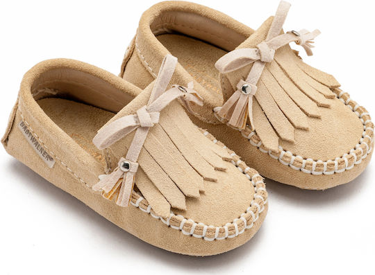 Babywalker Beige Baptism Moccasins