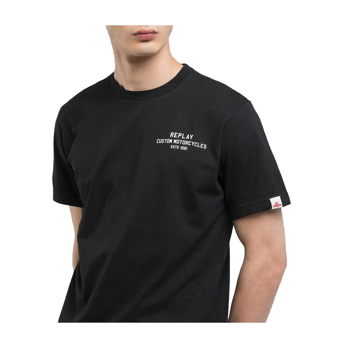 Replay M3052 T-Shirt Uomo In Cotone - Giromanica Oversize, Nero, Taglia M