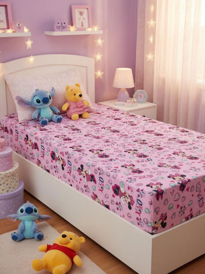 Disney Sheet Single with Elastic Band Cotton Minnie 90x200cm