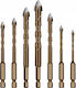 Rosfix Set of 7 Drills Carbide with Hexagonal Shank for Glass και Tiles