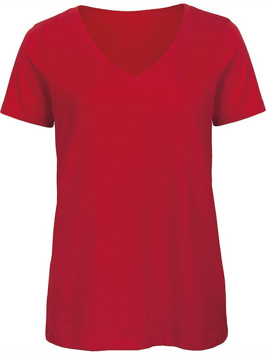 B&C V Women Γυναικείο Διαφημιστικό T-shirt Κοντομάνικο Red