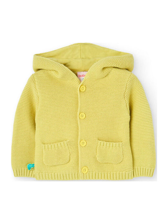Kinderstrickjacke Gestrickt mit Kapuze Gelb