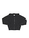 Kinderstrickjacke Baumwolle mit Kapuze Schwarz