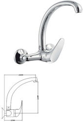 Interflex Baterie de Bucătărie Robinete de chiuvetă Perete Argintie Interflex Baterie de Bucătărie Robinete de chiuvetă Perete Argintie