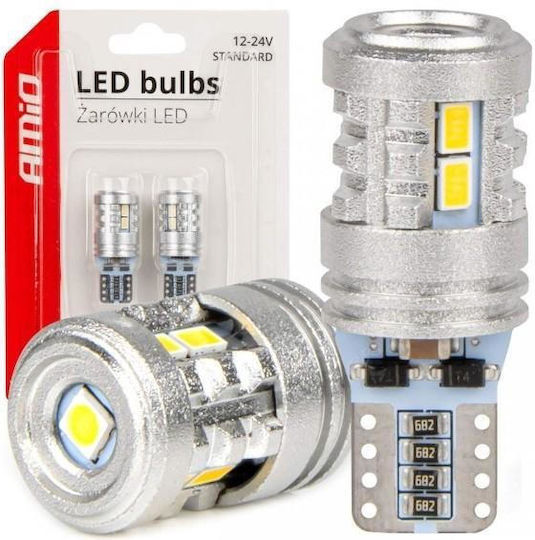AMiO Lampen Auto T10 / W5W Canbus LED 6000K Kaltes Weiß 12-24V 2Stück