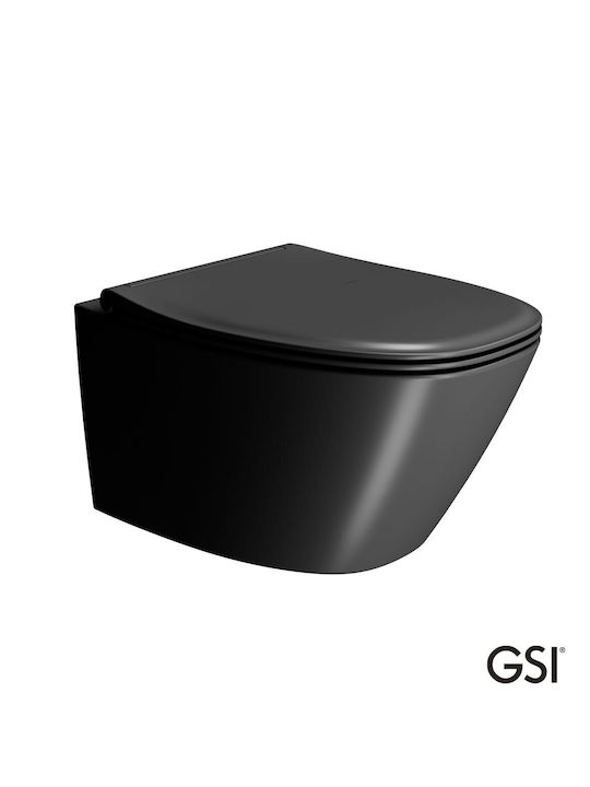 GSI Modo Λεκάνη Κρεμαστή Rimless με Slim Κάλυμμα Soft Close Μαύρη