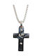 Kalliopi Silver Crucifix Masculin Negru Din Oțel Cu Lanț