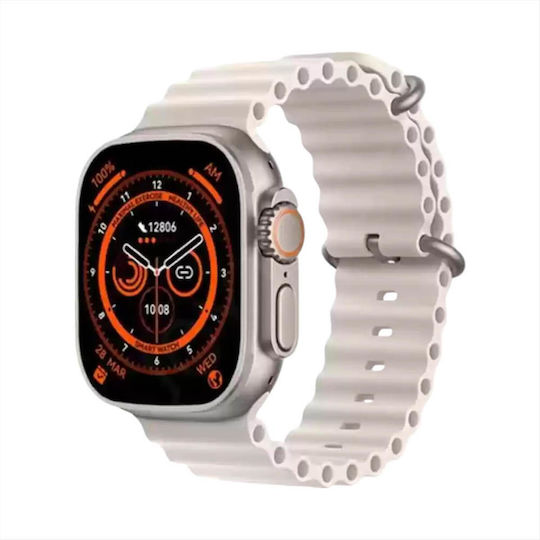 Andowl W800 Ultra 49mm Smartwatch with Heart Rate Monitor (Beige)