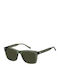 Tommy Hilfiger Men's Sunglasses with Green Horn-Rimmed Frame and Brown Lens
