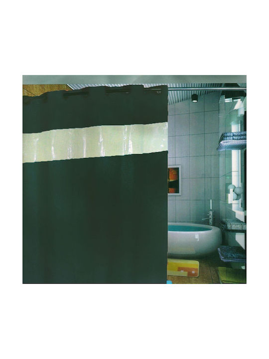 Shower Curtain Fabric with Hooks 180x180cm Cypress Green