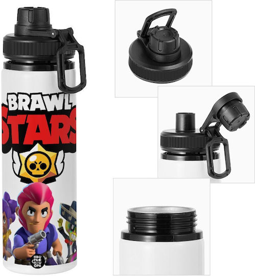 Koupakoupa Metallic Kids Water Bottle Brawl Stars Aluminium with Screw Cap Non Spill Blue 850ml