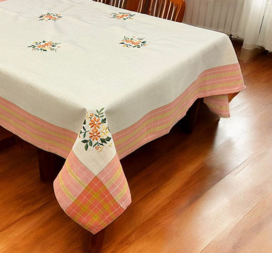 Linea Home Picnic με Κέντημα Πορτοκαλί 140x140εκ.