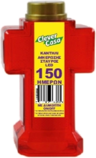 Clever Casa Kleines Rotes LED-Kreuz mit 150 Tagen Dauer An-/Aus-Schalter
