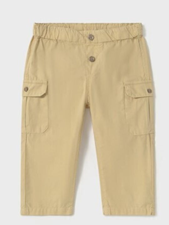 Kids' Cargo Fabric Pants Mustard Fit