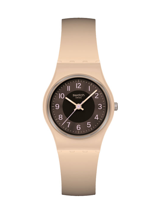 Swatch Swatch Γυναικείο Ρολόι 34mm Μπαταρίας με Καφέ Καουτσούκ Λουράκι